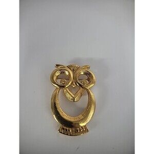 Vintage Brooch Pin Owl Bird Gold Tone Jewelry Costume